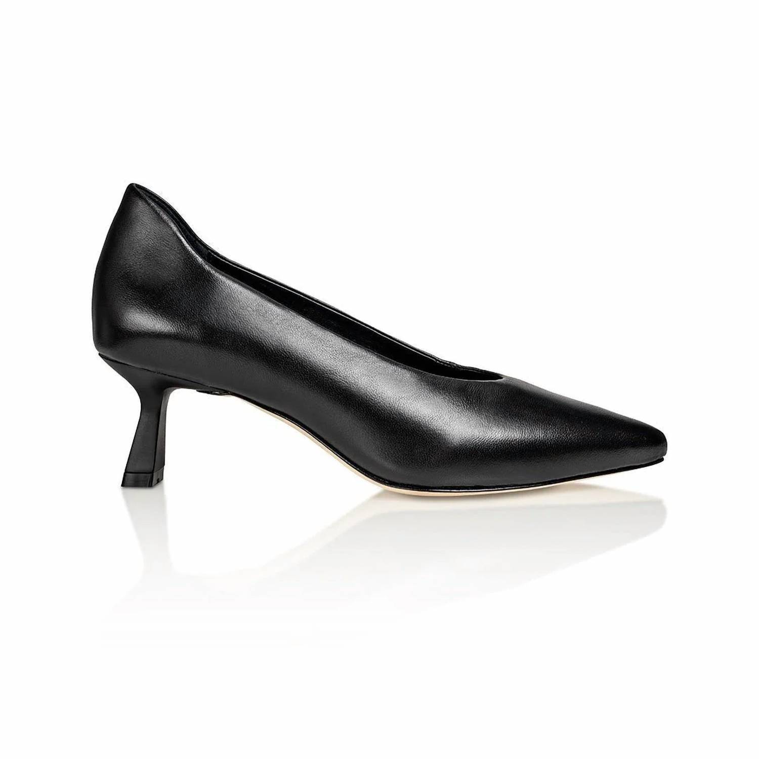 New Joan Oloff Women's Celine Kitten Heel Pump In Black Nappa